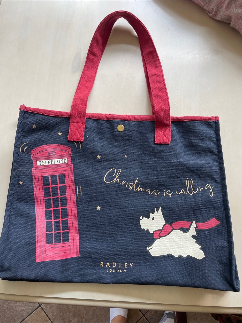RADLEY LONDON Navy and Red Christmas Graphic Tote